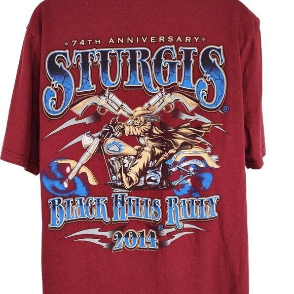 Jerzees Motorcycle Sturgis Ride T-Shirt Bike Rally Men Women Size M Red 2014 - Picture 4 of 6